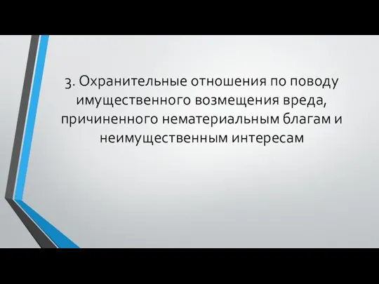 3. Охранительные отношения по поводу имущественного возмещения вреда, причиненного нематериальным благам и неимущественным интересам