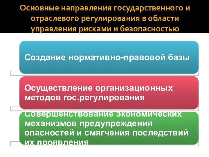 Основные направления государственного и отраслевого регулирования в области управления рисками и безопасностью