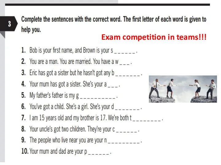 Exam competition in teams!!!