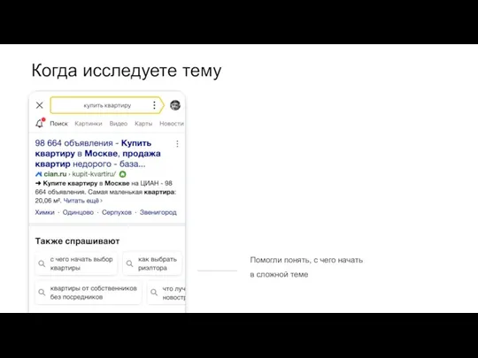 Когда исследуете тему Помогли понять, с чего начать в сложной теме