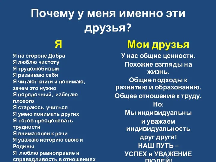 Почему у меня именно эти друзья? Я Мои друзья У нас общие