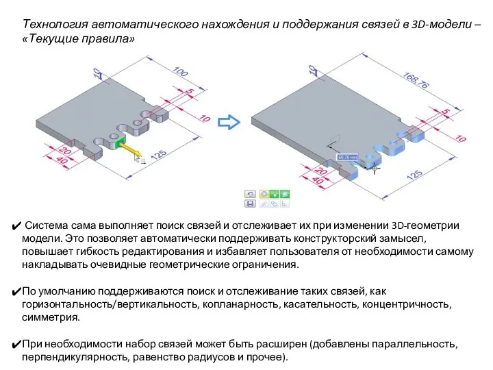 Технология автоматического нахождения и поддержания связей в 3D-модели – «Текущие правила» Система