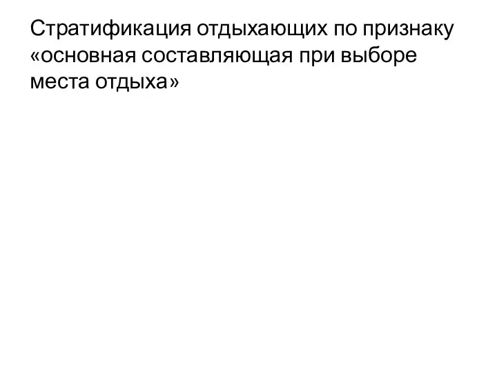 Стратификация отдыхающих по признаку «основная составляющая при выборе места отдыха»