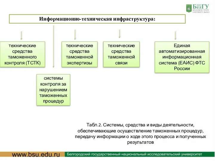 Информационно-техническая инфраструктура: технические средства таможенного контроля (ТСТК) Единая автоматизированная информационная система (ЕАИС)