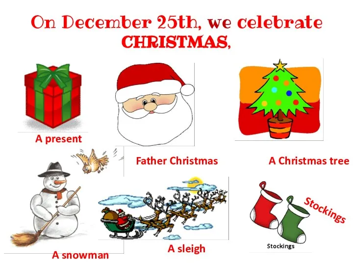 On December 25th, we celebrate CHRISTMAS, A present Father Christmas A Christmas