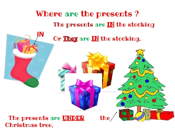 Where are the presents ? The presents are IN the stocking Or