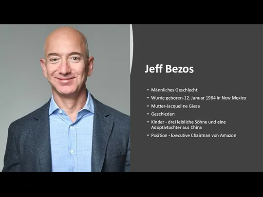 Jeff Bezos Männliches Geschlecht Wurde geboren-12. Januar 1964 in New Mexico Mutter-Jacqueline