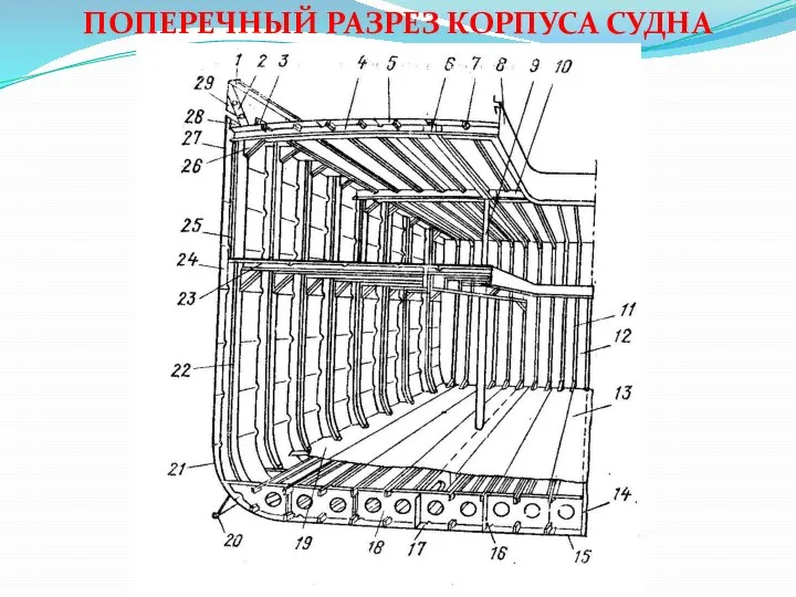 ПОПЕРЕЧНЫЙ РАЗРЕЗ КОРПУСА СУДНА