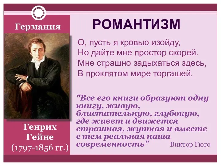 Генрих Гейне (1797-1856 гг.) "Все его книги образуют одну книгу, живую, блистательную,