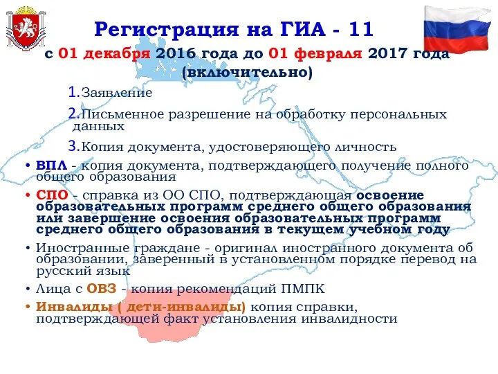 Регистрация на ГИА - 11 Заявление Письменное разрешение на обработку персональных данных