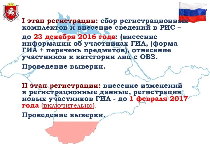 I этап регистрации: сбор регистрационных комплектов и внесение сведений в РИС –