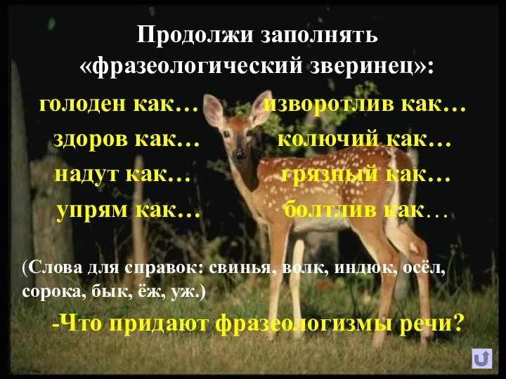 Продолжи заполнять «фразеологический зверинец»: голоден как… изворотлив как… здоров как… колючий как…