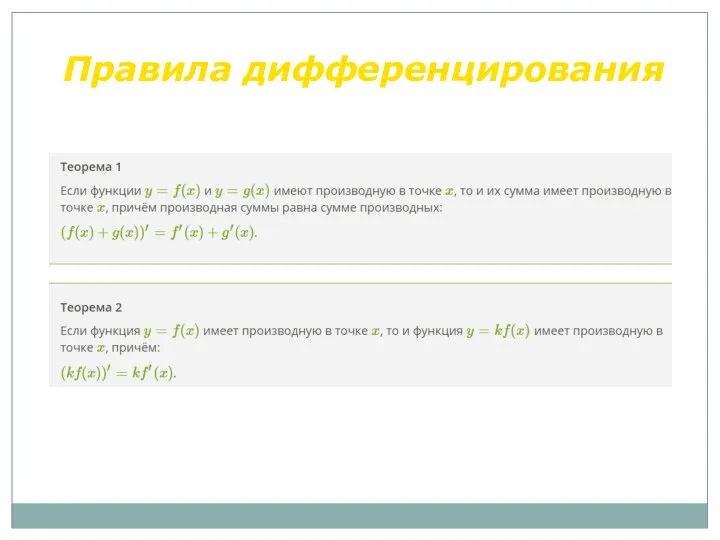 Правила дифференцирования