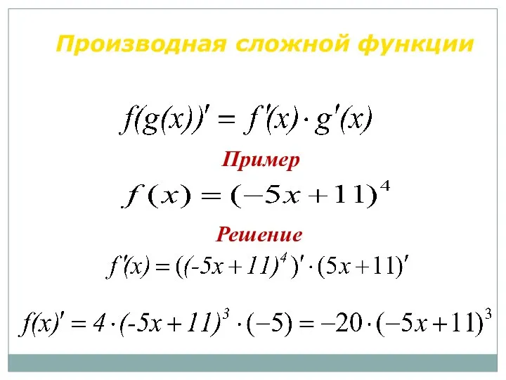 Производная сложной функции Пример Решение