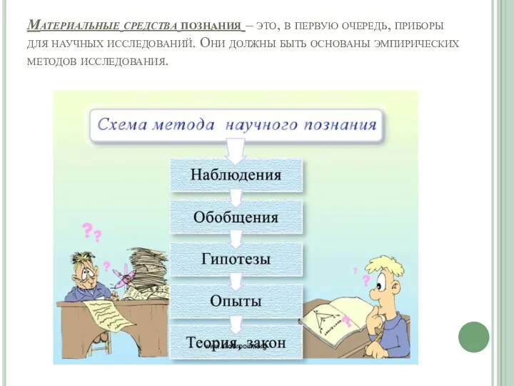 Материальные средства познания – это, в первую очередь, приборы для научных исследований.