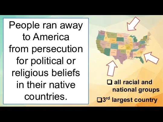People ran away to America from persecution for political or religious beliefs