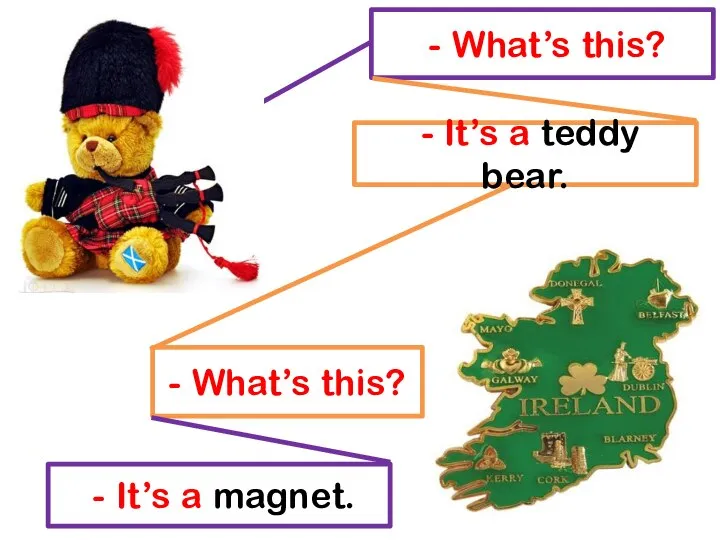 - What’s this? - It’s a teddy bear. - What’s this? - It’s a magnet.