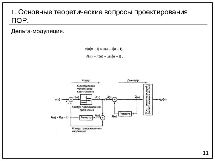 Дельта-модуляция. 11 II. Основные теоретические вопросы проектирования ПОР.