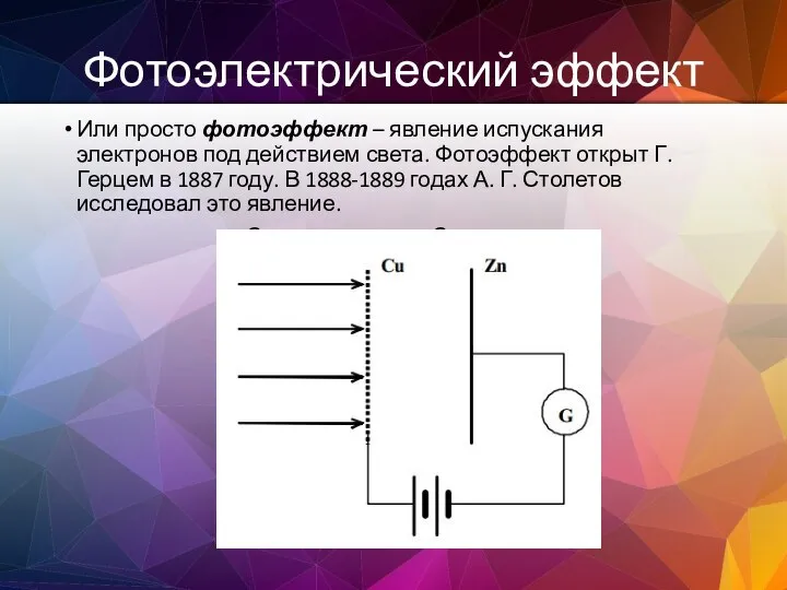 Фотоэлектрический эффект Или просто фотоэффект – явление испускания электронов под действием света.