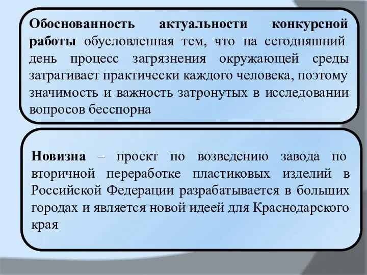 Обоснованность актуальности конкурсной работы обусловленная тем, что на сегодняшний день процесс загрязнения