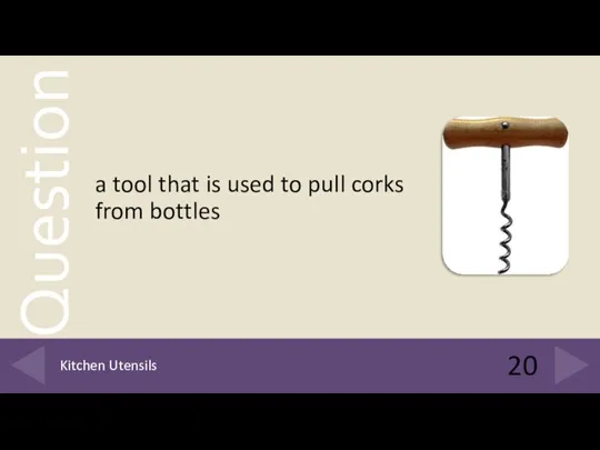 a tool that is used to pull corks from bottles 20 Kitchen Utensils