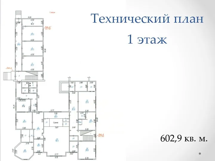 Технический план 1 этаж 602,9 кв. м.