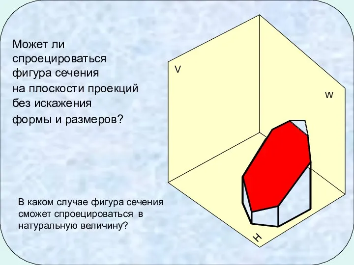 Может ли спроецироваться фигура сечения на плоскости проекций без искажения формы и