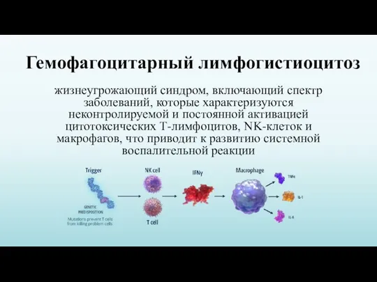 Гемофагоцитарный лимфогистиоцитоз жизнеугрожающий синдром, включающий спектр заболеваний, которые характеризуются неконтролируемой и постоянной