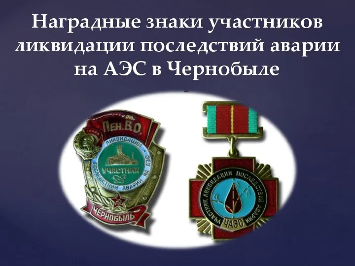 Наградные знаки участников ликвидации последствий аварии на АЭС в Чернобыле