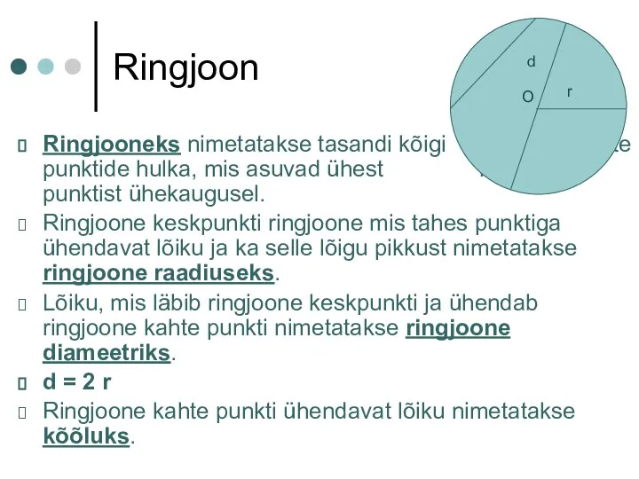 Ringjoon Ringjooneks nimetatakse tasandi kõigi selliste punktide hulka, mis asuvad ühest kindlast