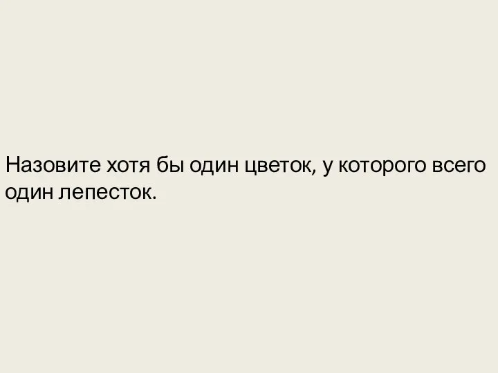 Назовите хотя бы один цветок, у которого всего один лепесток.