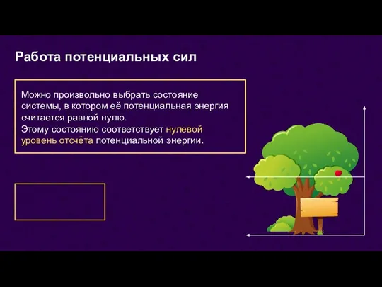 Работа потенциальных сил Можно произвольно выбрать состояние системы, в котором её потенциальная