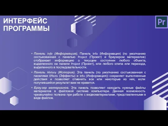 Панель Info (Информация). Панель Info (Информация) (по умолчанию состыкованная с панелью Project