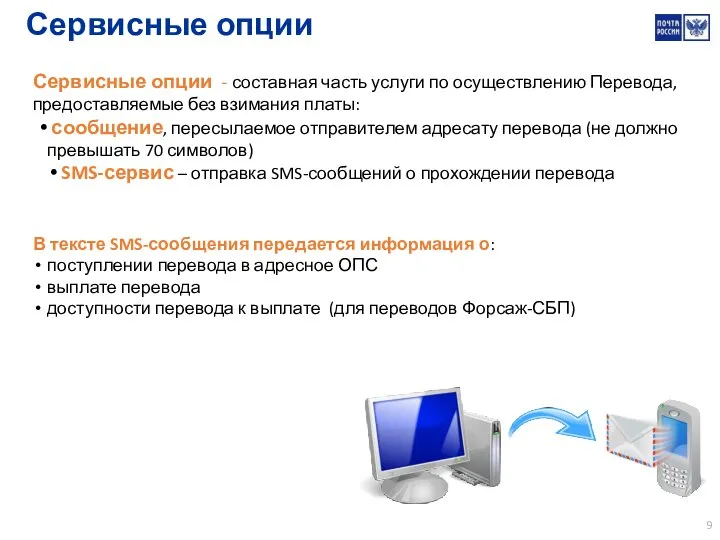 Сервисные опции Сервисные опции - составная часть услуги по осуществлению Перевода, предоставляемые