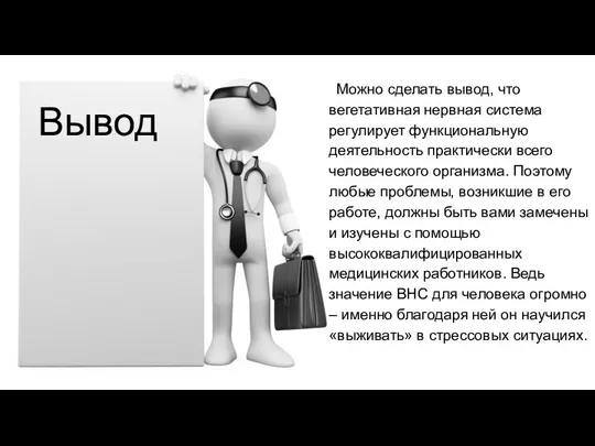 Можно сделать вывод, что вегетативная нервная система регулирует функциональную деятельность практически всего