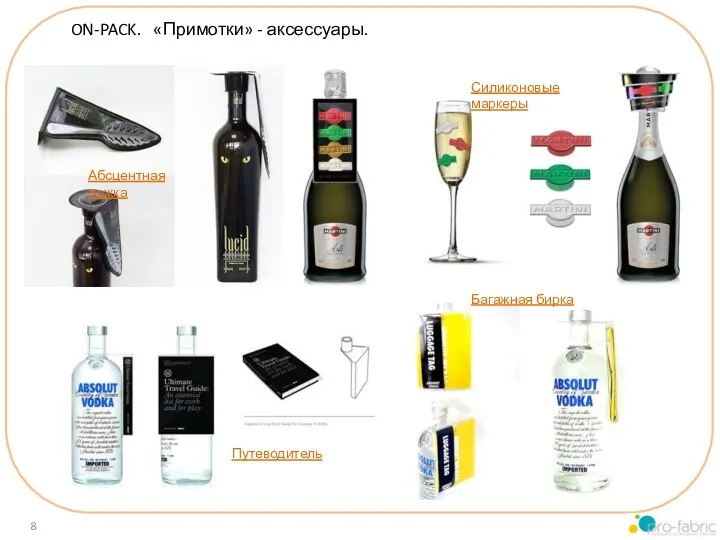 ON-PACK. «Примотки» - аксессуары. Абсцентная ложка Силиконовые маркеры Путеводитель Багажная бирка