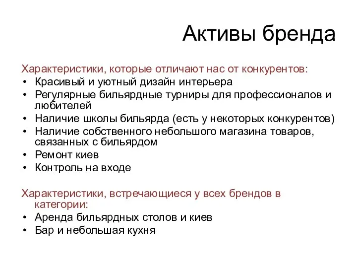 Активы бренда Характеристики, которые отличают нас от конкурентов: Красивый и уютный дизайн