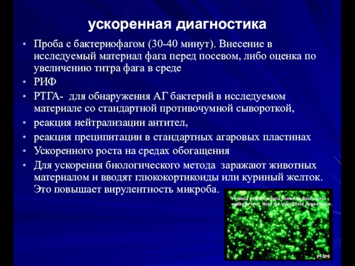 ускоренная диагностика Проба с бактериофагом (30-40 минут). Внесение в исследуемый материал фага