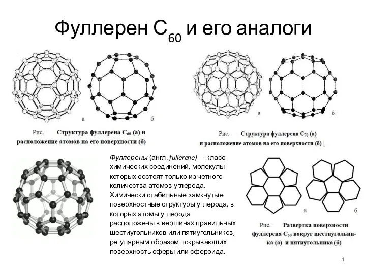 Фуллерен С60 и его аналоги Фуллерены (англ. fullerene) — класс химических соединений,