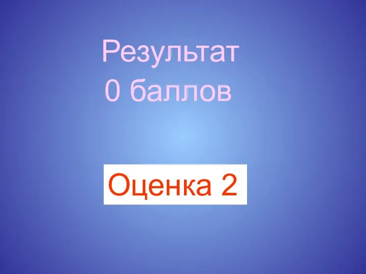 Результат 0 баллов Оценка 2