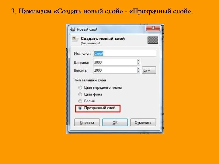 3. Нажимаем «Создать новый слой» - «Прозрачный слой».