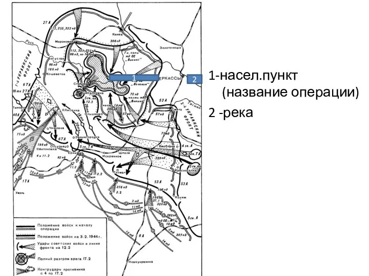 1-насел.пункт (название операции) 2 -река 1 2