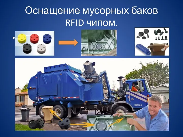 Оснащение мусорных баков RFID чипом.