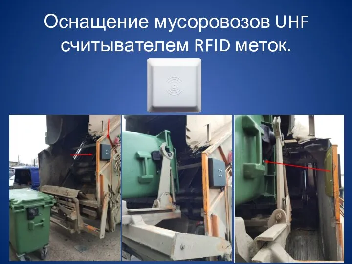 Оснащение мусоровозов UHF считывателем RFID меток.