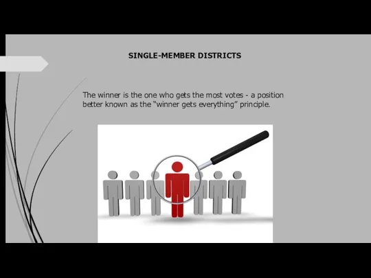 SINGLE-MEMBER DISTRICTS The winner is the one who gets the most votes