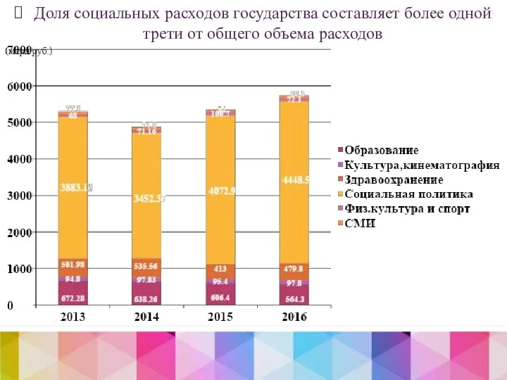 Доля социальных расходов государства составляет более одной трети от общего объема расходов