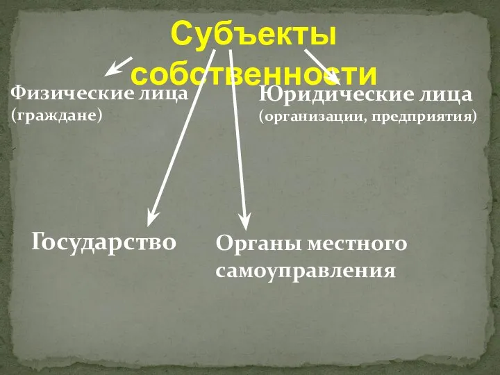 Субъекты собственности Органы местного самоуправления