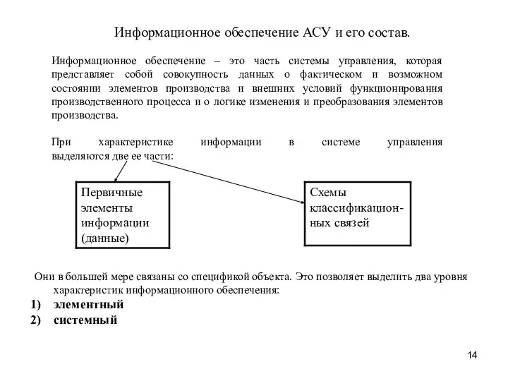 Информационное обеспечение АСУ и его состав. Информационное обеспечение – это часть системы