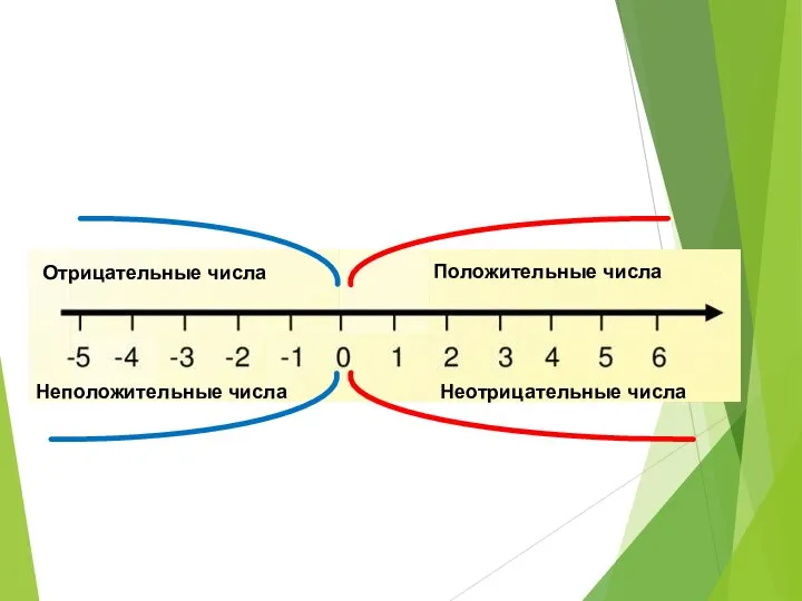 Отрицательные числа Положительные числа Неотрицательные числа Неположительные числа