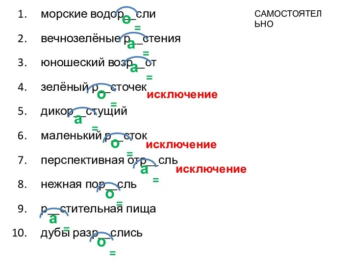 морские водор__сли вечнозелёные р__стения юношеский возр__ст зелёный р__сточек дикор__стущий маленький р__сток перспективная